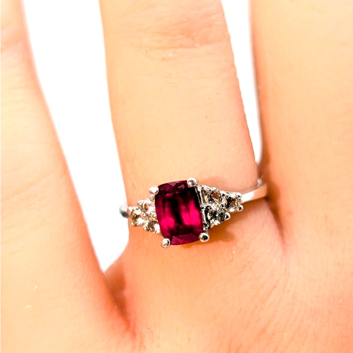 Vtg 24g Sts Chuck Clemency 925 Sterling Silver Ruby White Spinel Ring Size 6 100$